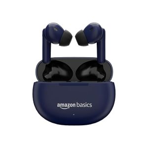 amazon basics True Wireless in-Ear Earbuds with Mic, Touch Control, IPX5 Water-Resistance, Bluetooth 5.3, Up to 55 Hours Play Time, Voice Assistance and Fast Charging (Blue)